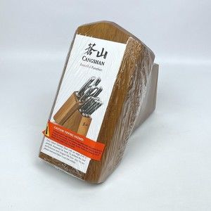 NEW Factory Sealed CANGSHAN 11-Slot Solid Dark Wooden Knife Block - Block ONLY